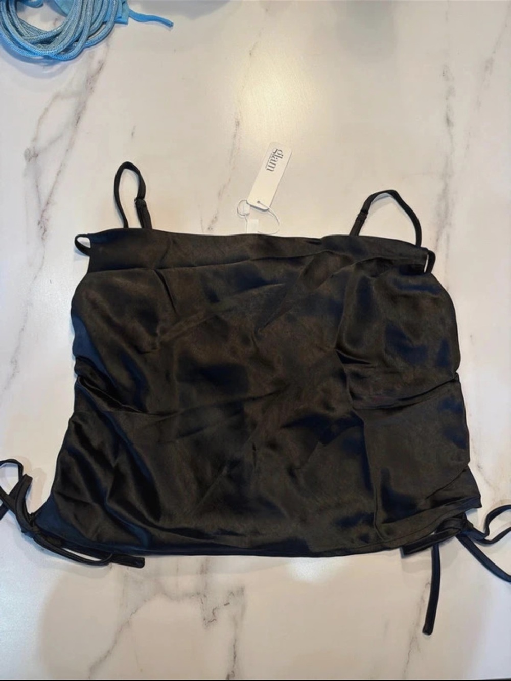 glam Black Satin Tie-Detail Camisole
